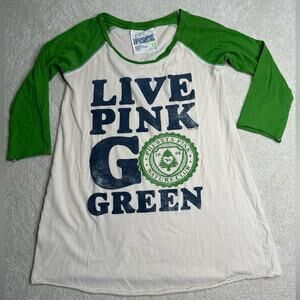 Vintage Victoria's Secret PINK Green and White Baseball Tee
